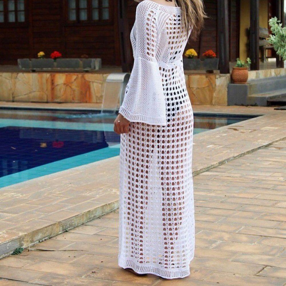 Bohemian White Crochet Swimsuit Cover Up  - Picture 4 of 11